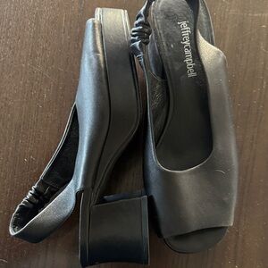 Jeffrey Campbell Black Women's Slingback chunk heel shoes -size 8